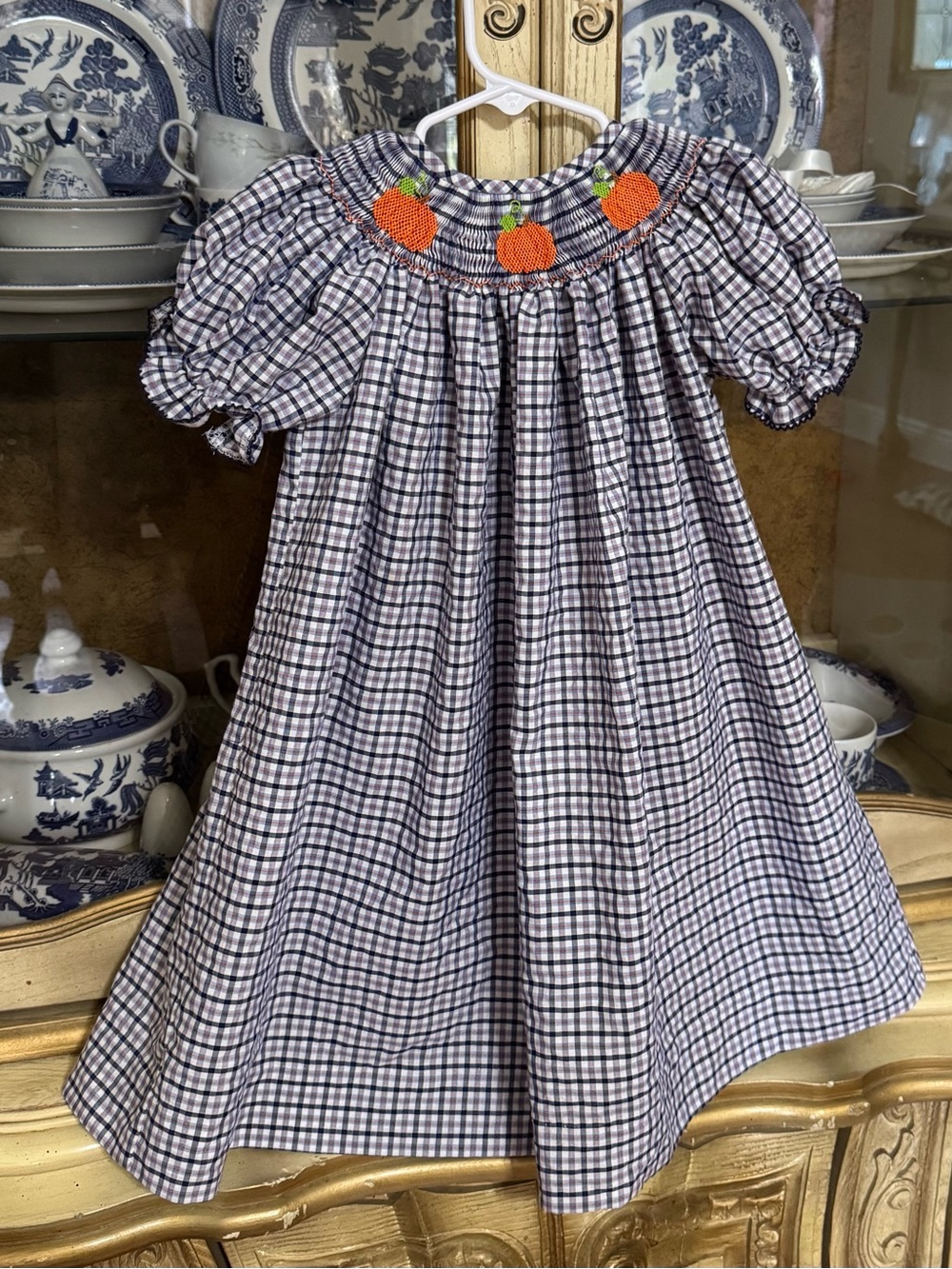 Southern Sunshine kids smocked pumpkin dress 3t boutique Fall Halloween bishop